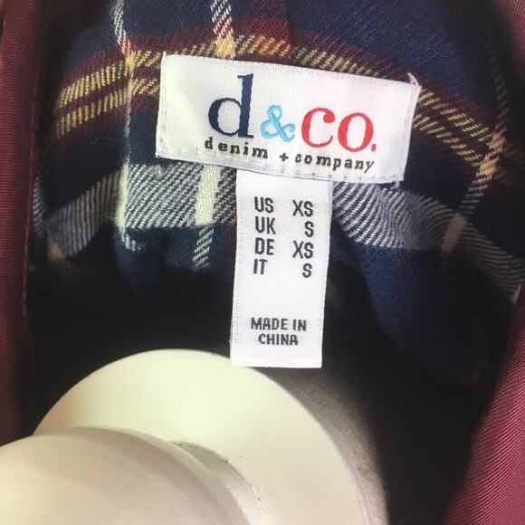 Denim&Co hi lo snap button Jacket wine burgundy XS - Picture 10 of 16